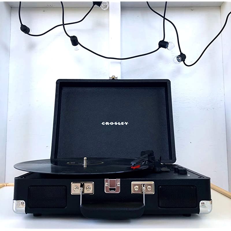 Cruiser Deluxe Vintage 3-Speed Bluetooth Suitcase Turntable, Black