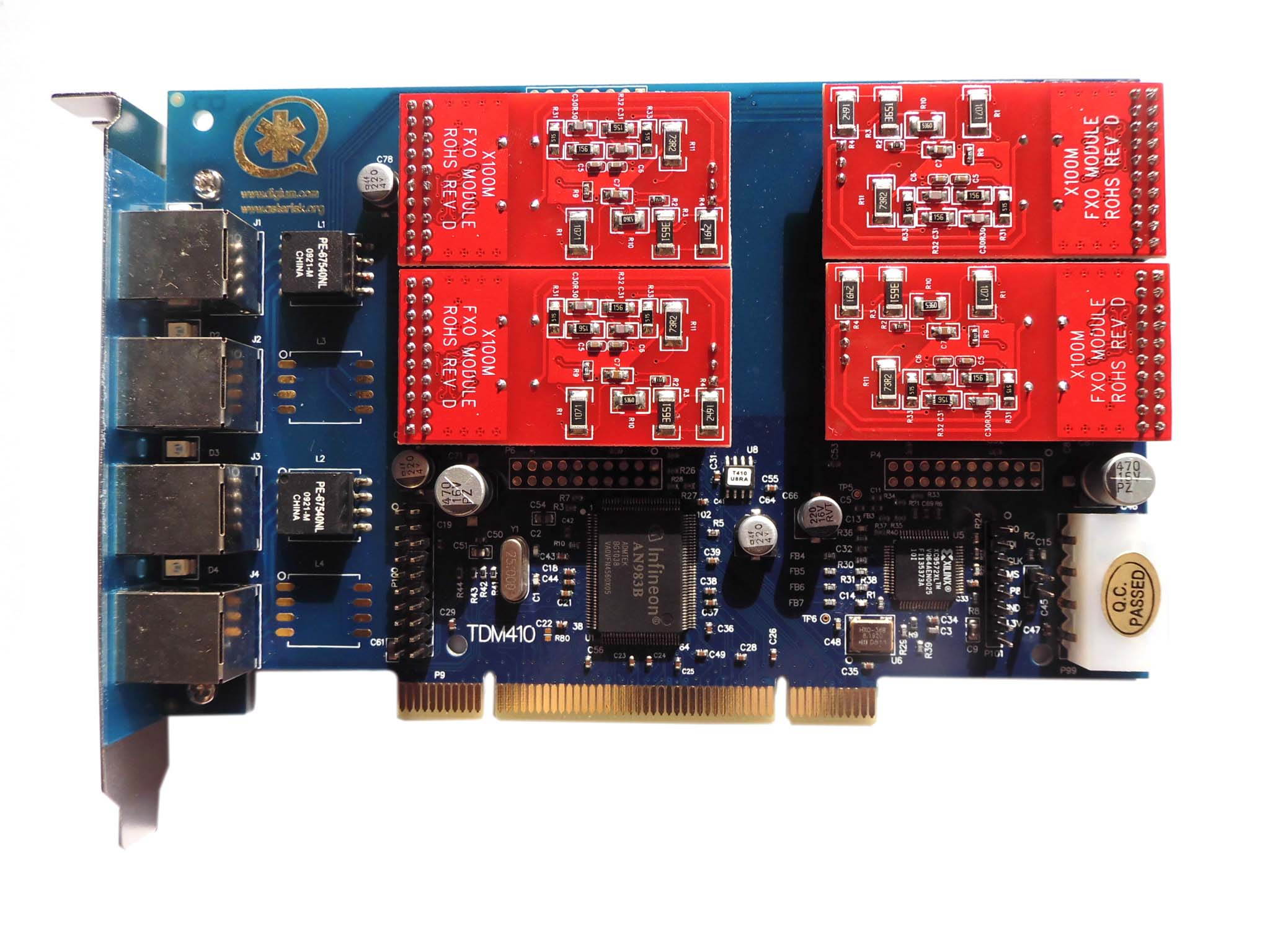 TDM410P TDM410 4 fxo Ports HQ PCB PCI interface voip Analog asterisk Card supports VPMADT032 EC asterisk trixbox elastix freepbx ,TDM400,TDM400P,AEX410,AEX410P