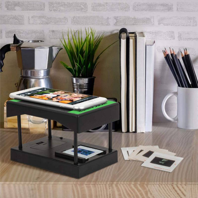 Mobile Film and Slide Scanner, Converts 35mm Slides & Negatives into Digital Photos with Your Smartphone Camera, Interesting Presents and Toys with LED Backlight(2AA Batteries not Included)