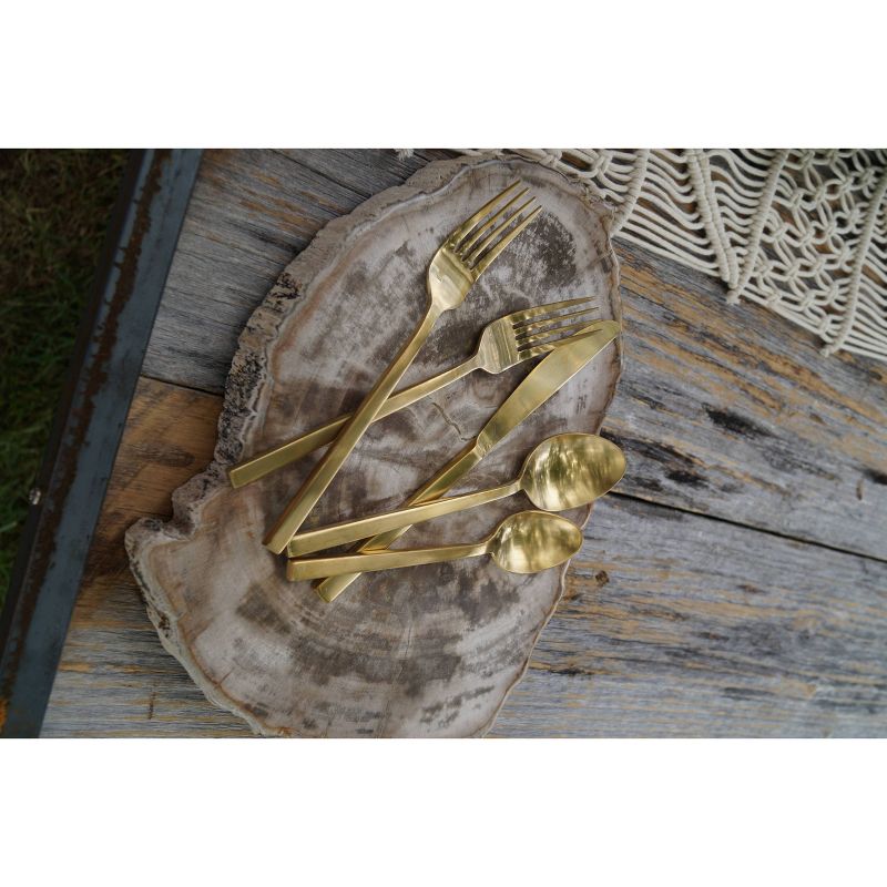 5pc Stainless Steel Arezzo Silverware Set Gold - Fortessa Tableware Solutions