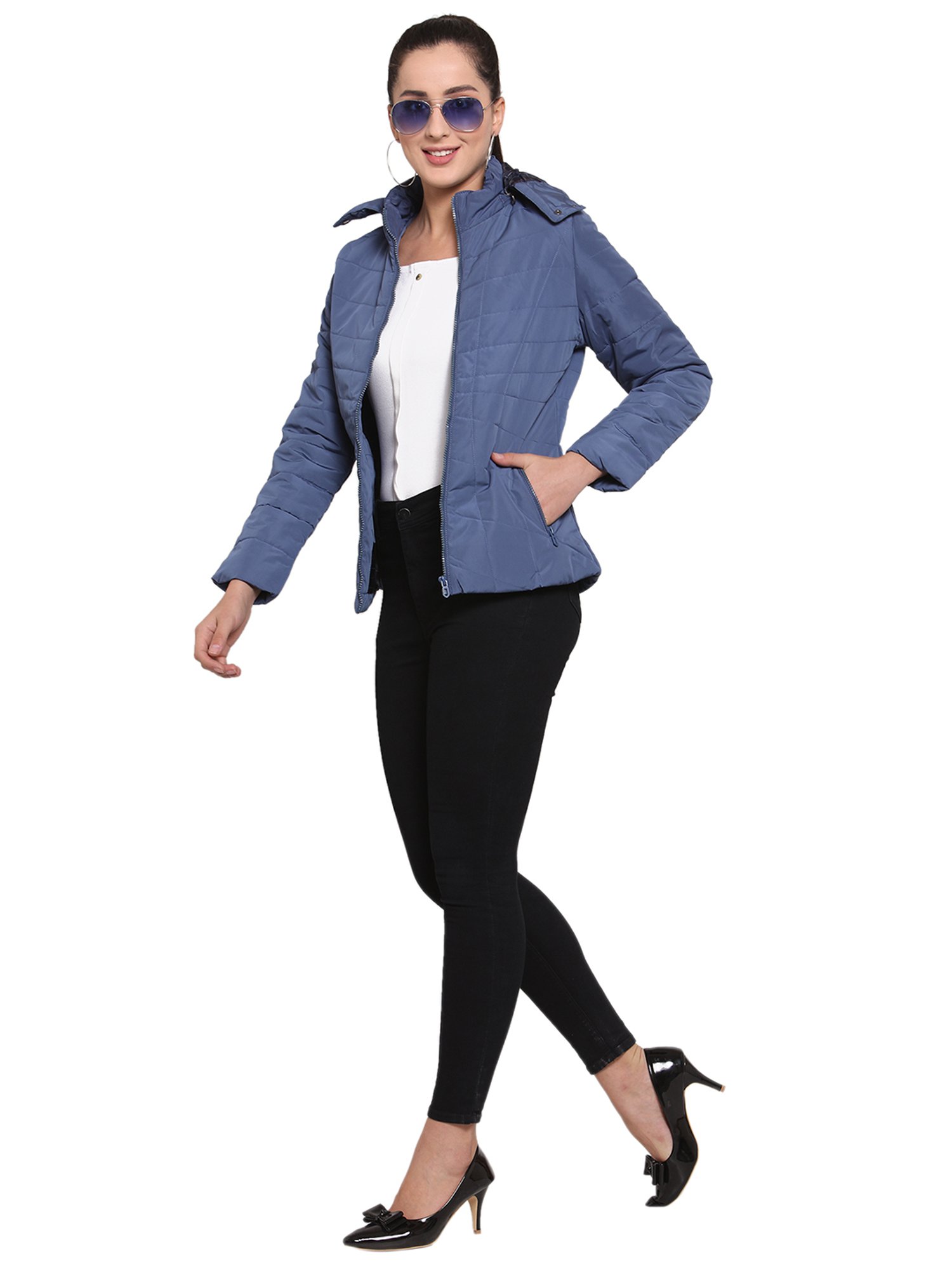 Juelle Blue Full Sleeves Hooded Jacket