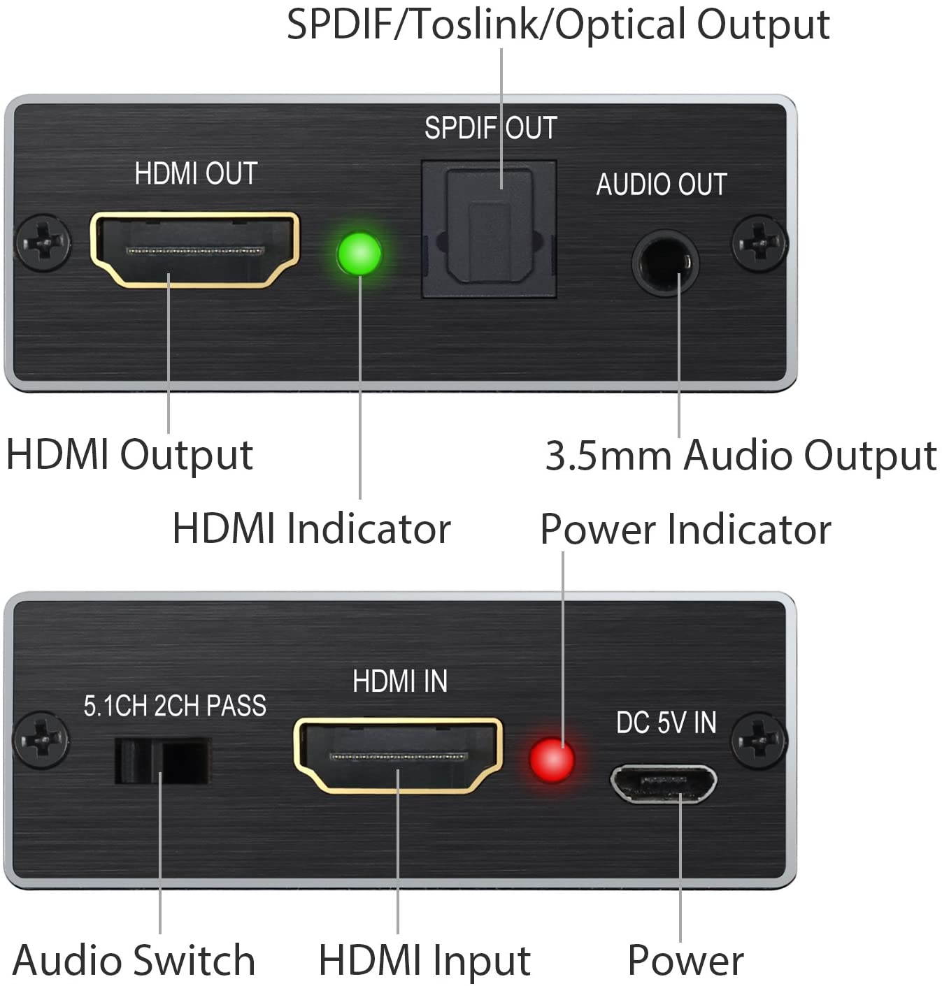 HDMI Audio Extractor Converter HDMI to Optical Toslink SPDIF with 1M HDMI 1.4 Cable and 3.5mm Stereo Audio Splitter Adapter Support 4K x 2K 3D