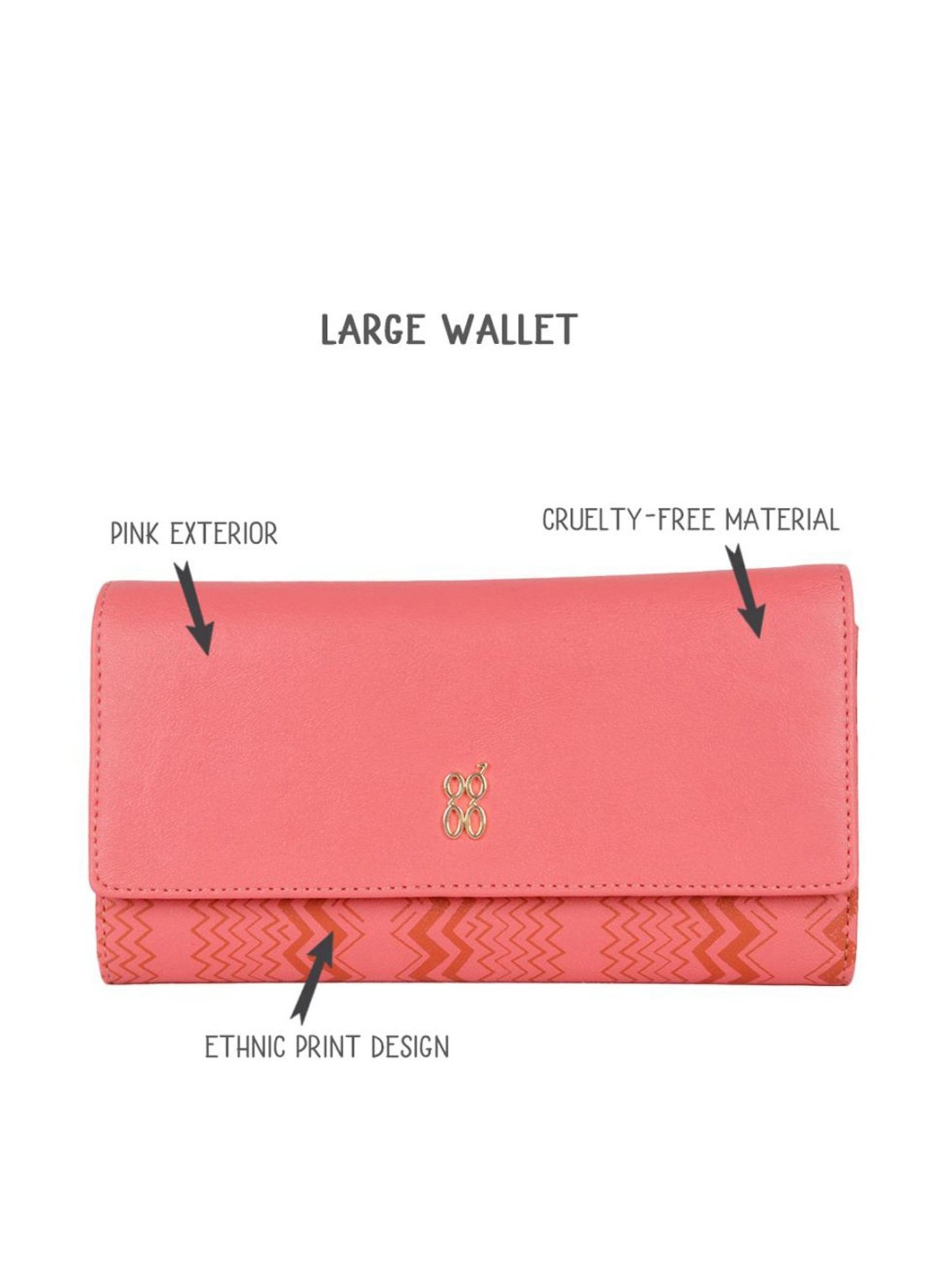 Baggit Pink Printed Tri-Fold Wallet for Women