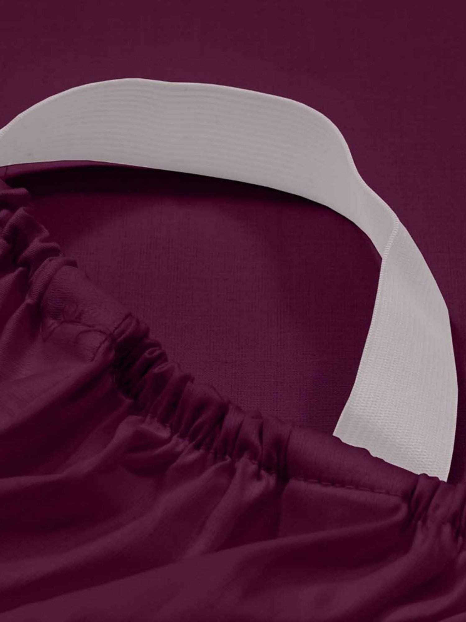 Haus & Kinder Solid Wine 300 TC Cotton Bed Sheet with 1 Pillow Cover