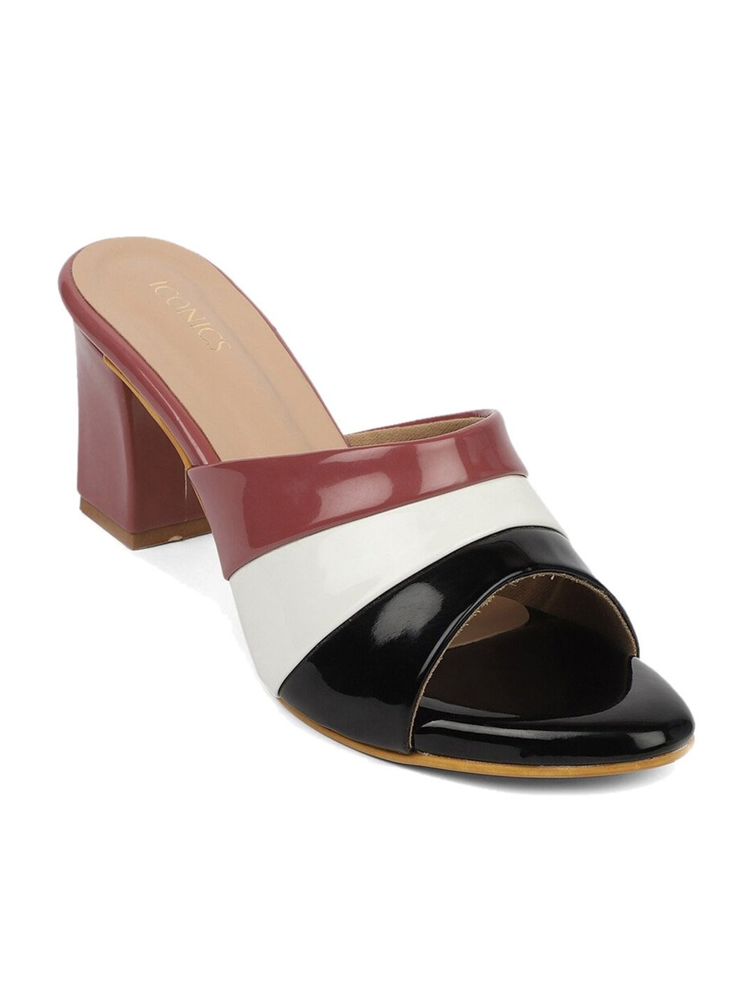 Iconics Women's Black & Maroon Casual Sandals