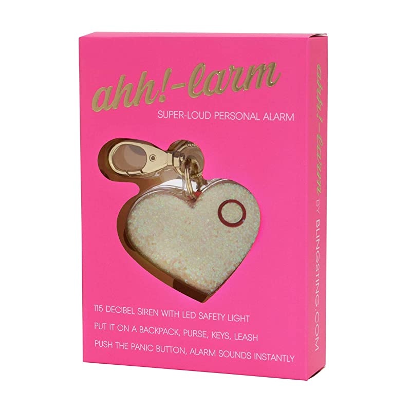 Safety Alarm for Women Ahhlarm SelfDefense Panic 115 Decibel Alarm Keychain for Women with LED Safety Light and Clip Pearl Glitter Heart