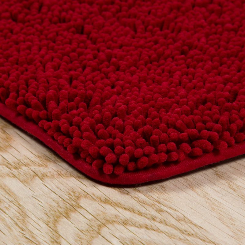 2pc Solid Memory Foam Shag Bath Mat Set Burgundy - Yorkshire Home