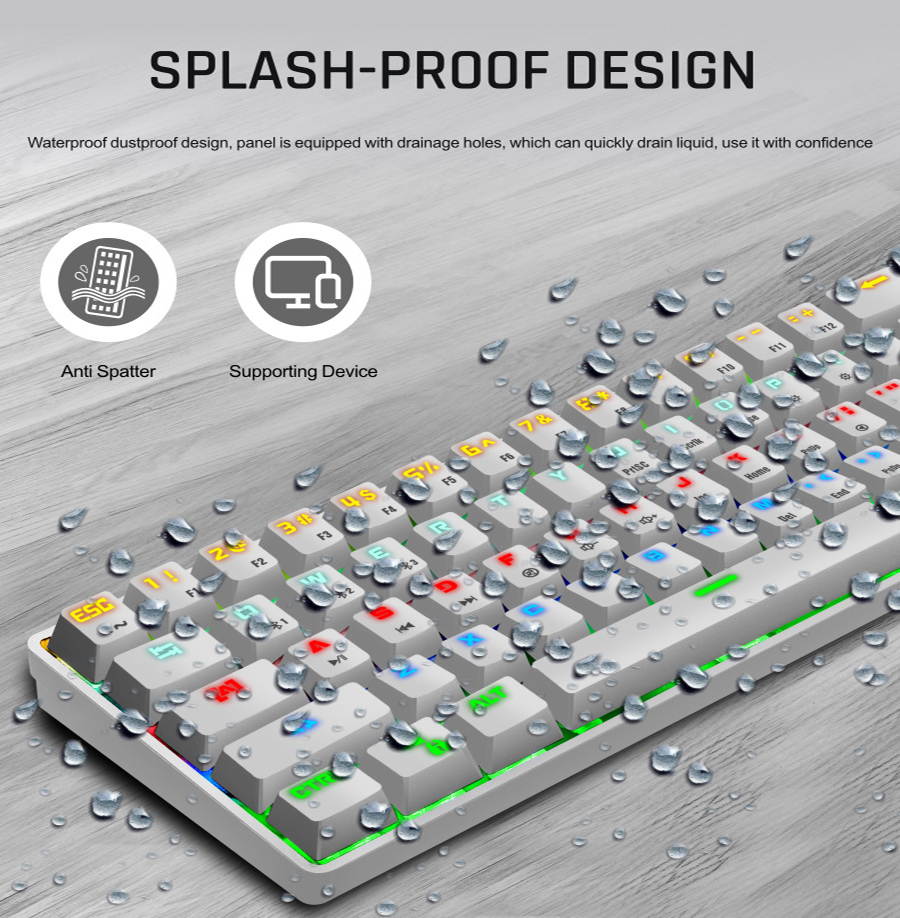 CUUWE K28 Wireless Bluetooth 61-Key Dual-Mode RGB Backlit Waterproof Mechanical Gaming Keyboard - Office Keyboard -Gaming Keyboard