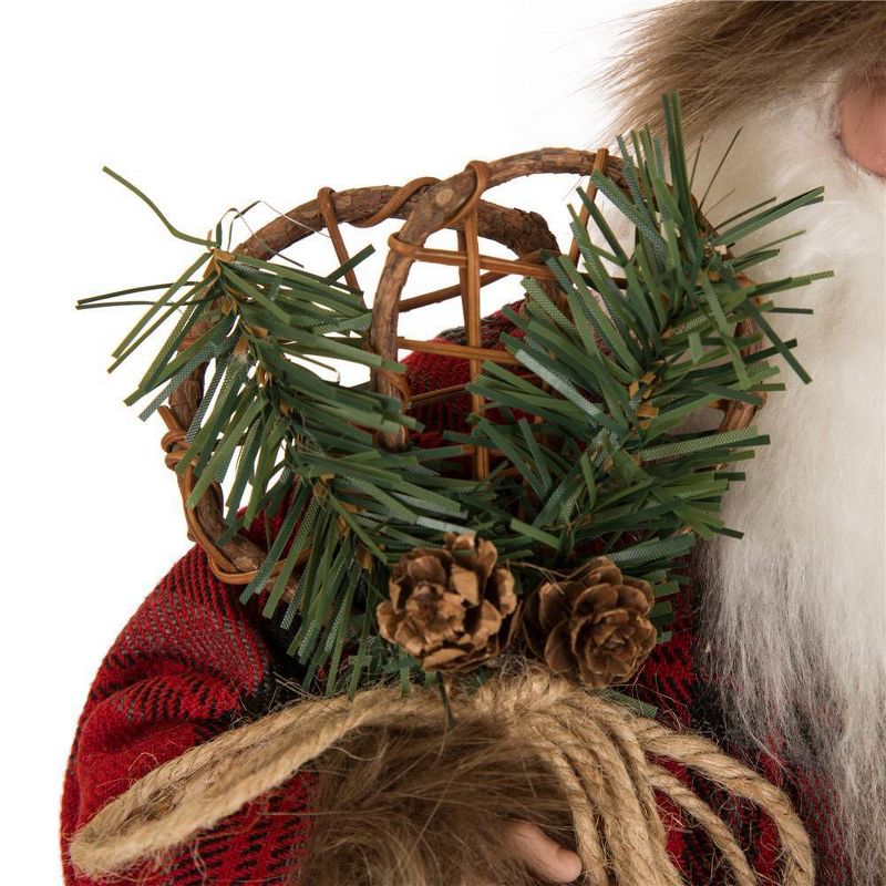 18" Plaid Santa Figurine - Glitzhome