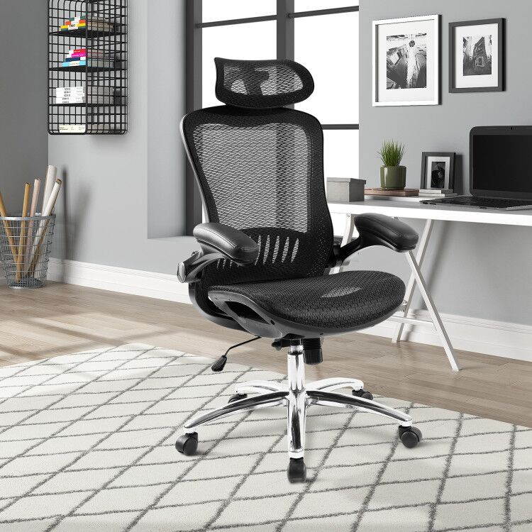 Office Chair &mdash;&mdash;Ergonomic Mesh Adjustable Home Desk Office Chair Modern Design Reclining Chair(Black)