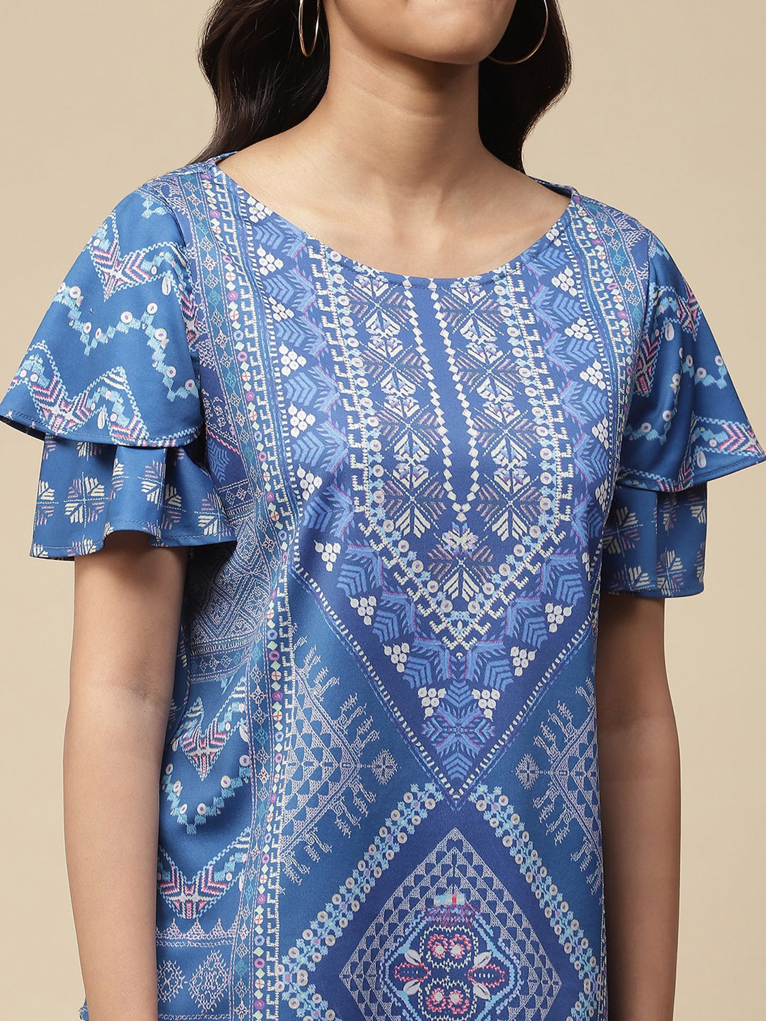 aarke Ritu Kumar Blue Printed Top