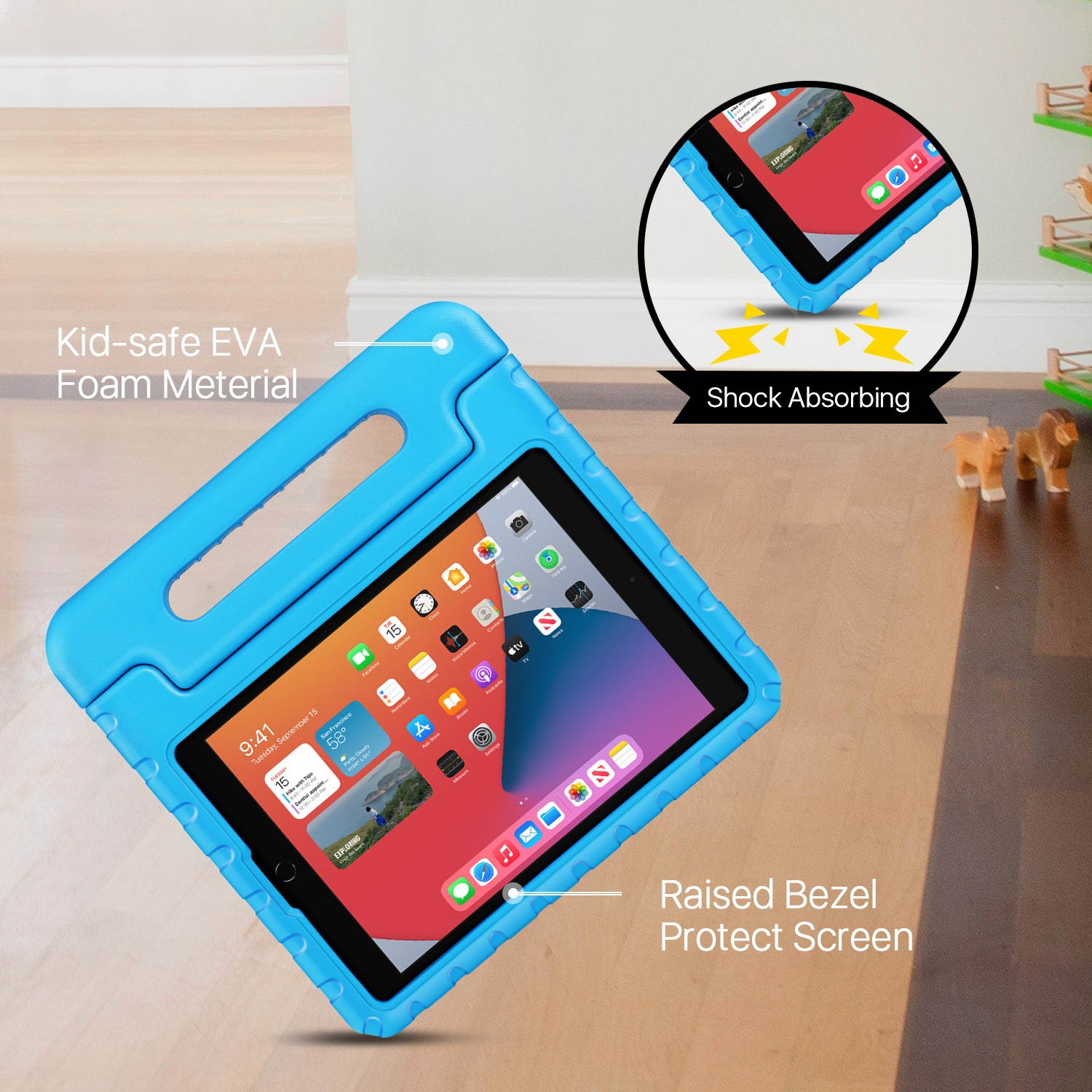 iPad Case 8th Gen 2020 / iPad 7th Generation 10.2" 2019, ShockProof Convertible Handle EVA Kids Friendly Protective Stand Cover Fit for iPad Air 3 10.5" 2019 / iPad Pro 10.5 inch 2019 - Blue