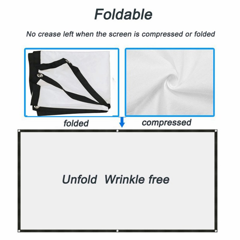 Portable Projector Screen 120 Inch 16:9 HD Folding Indoor Outdoor Movie Screen Gaming Office Home Cinema Projector Screen