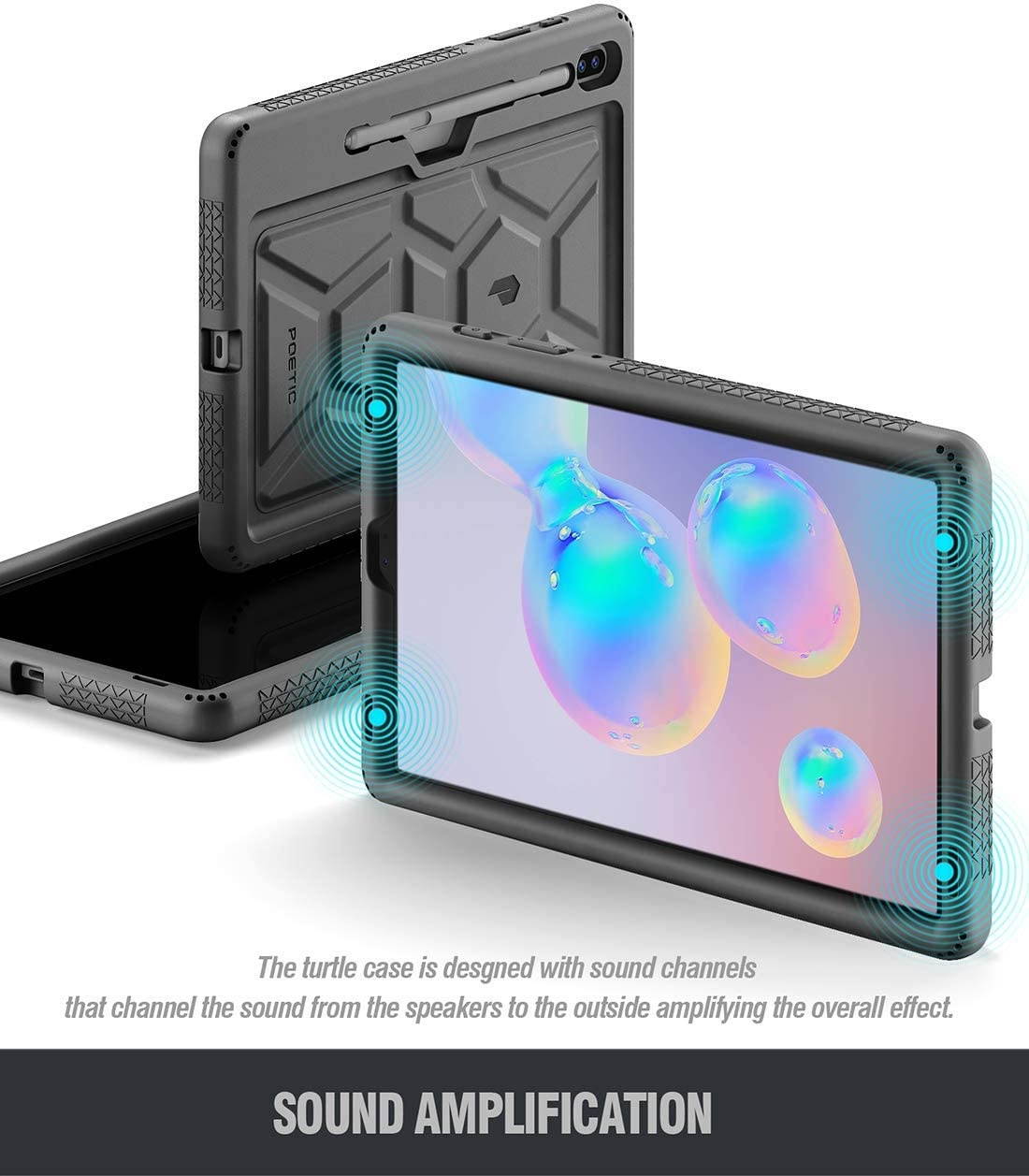 Galaxy Tab S6 Tablet Case, Poetic Heavy Duty Shockproof Kids Friendly Silicone Case Cover, TurtleSkin Series, for Samsung Galaxy Tab S6 10.5 inch Tablet (SM-T860/SM-T865 2019 Release), Black