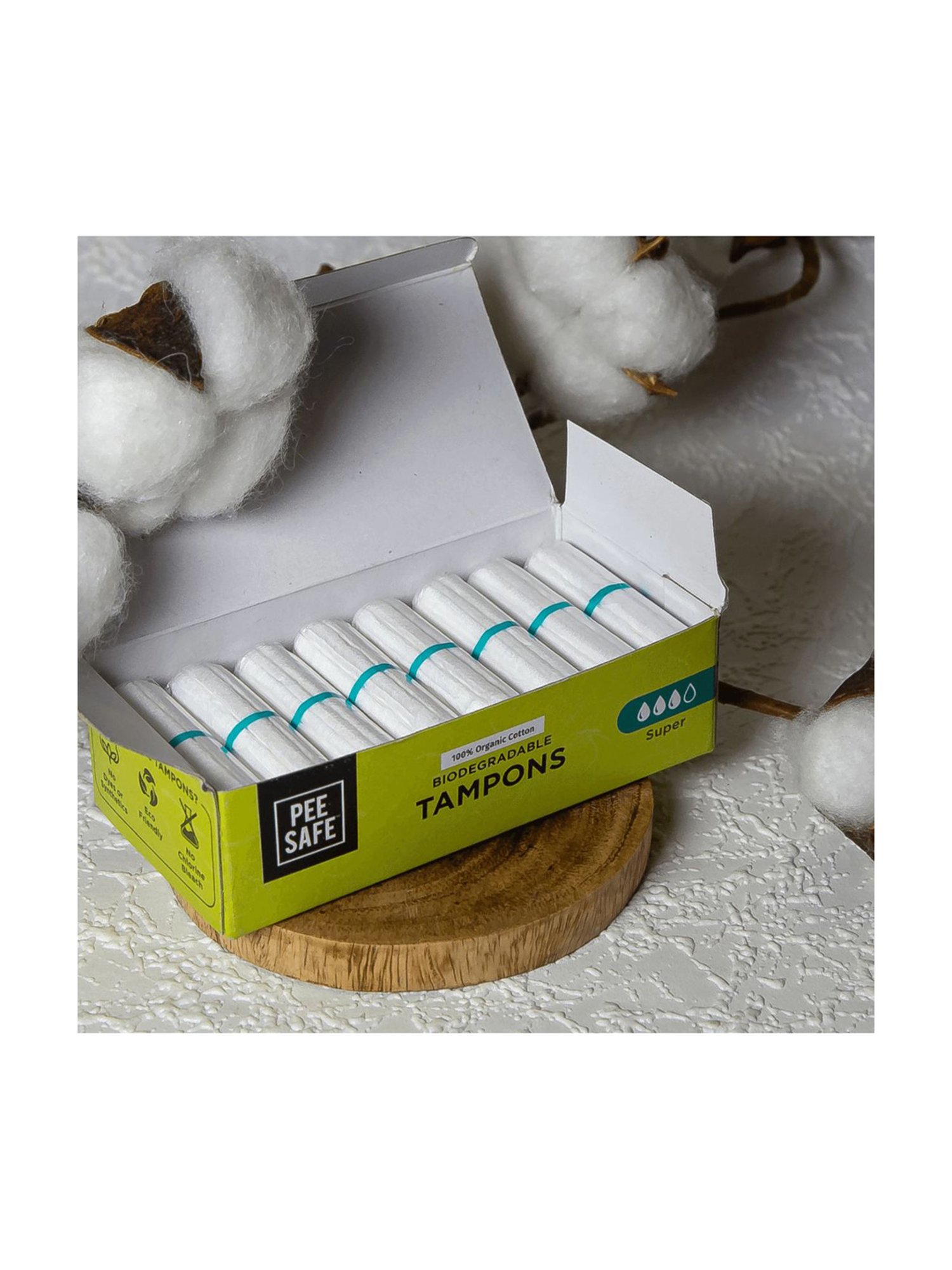 Pee Safe Organic Cotton Tampon (Super plus) - Pack of 16