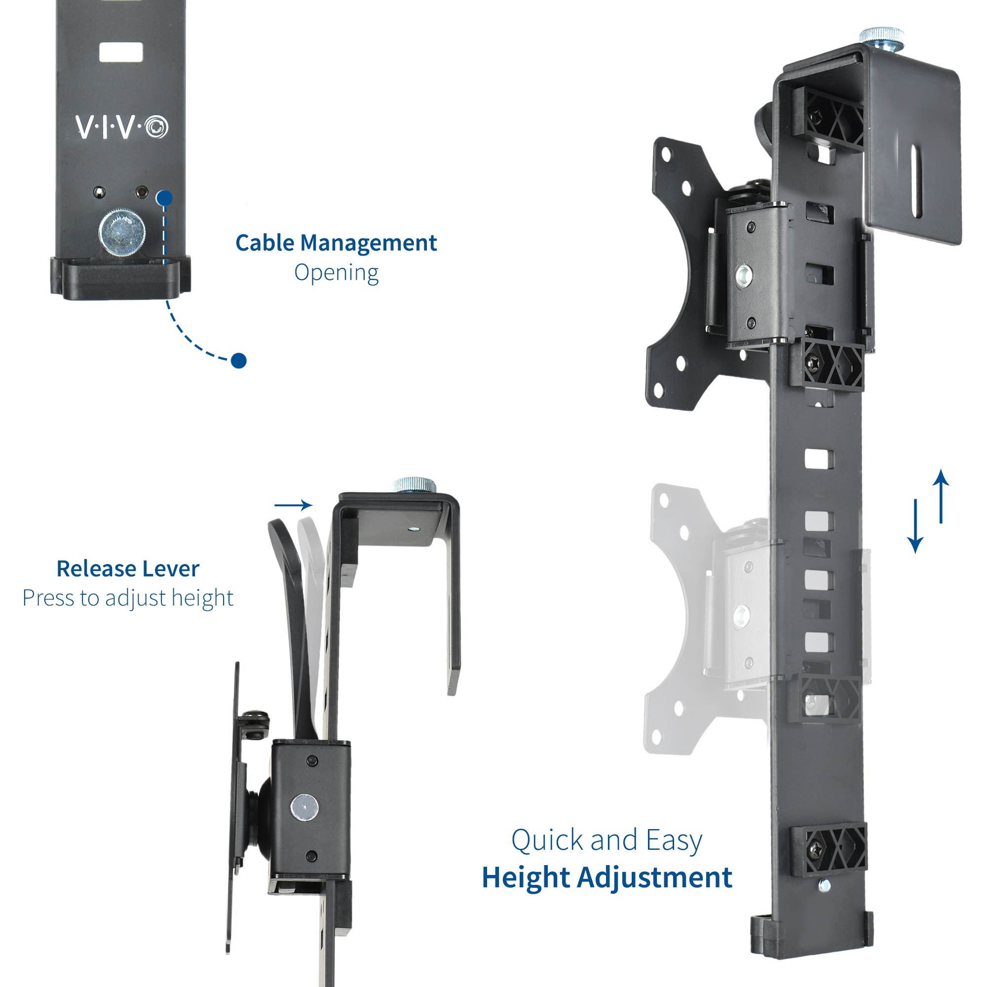 VIVO Black Office Cubicle VESA Monitor Mount Stand Hanger Attachment Clamp for 17" to 32" Screen (MOUNT-CUB1)