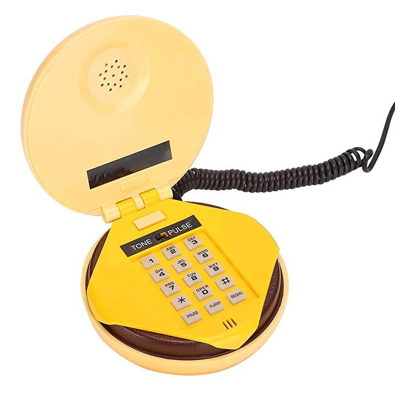 Wired Landline Phone Novelty Emulational Lovely Cute Hamburger Telephone Creative Desktop Phone Corded Phone for Home Office Deco with Flash redial and VoiceFrequency Dialing Function Funny