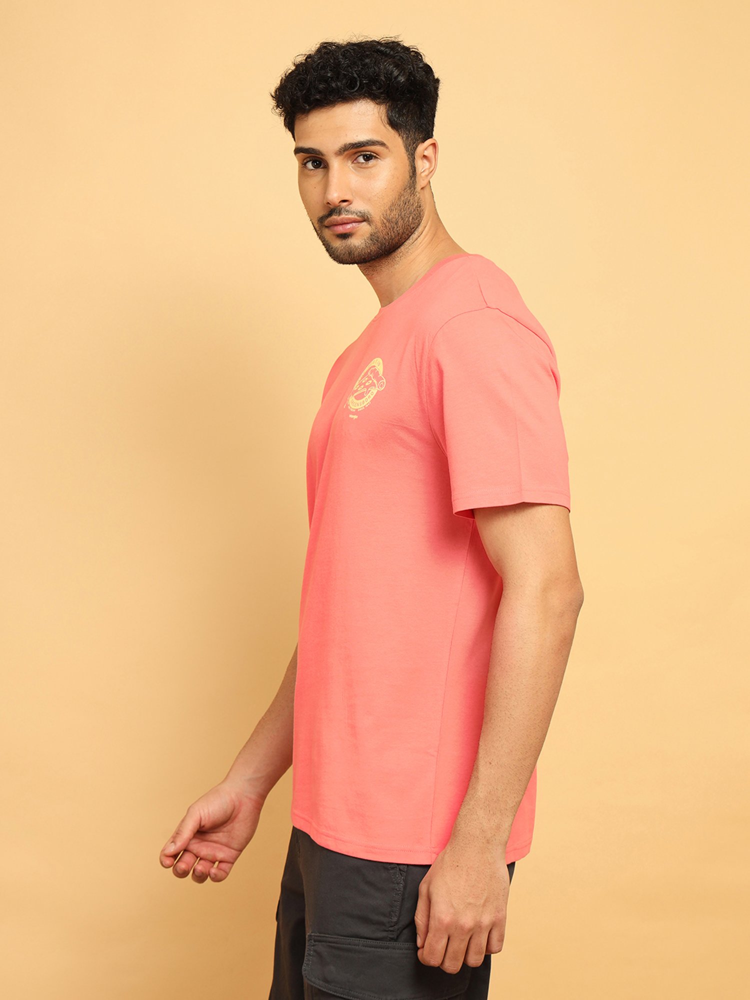Wrangler Pink Relaxed Fit Graphic Print Cotton Crew T-Shirt