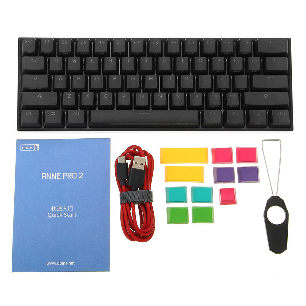 Anne Pro 2 60% Mechanical Keyboard Wired/Wireless Dual Mode Full RGB Double Shot PBT - Brown Switch