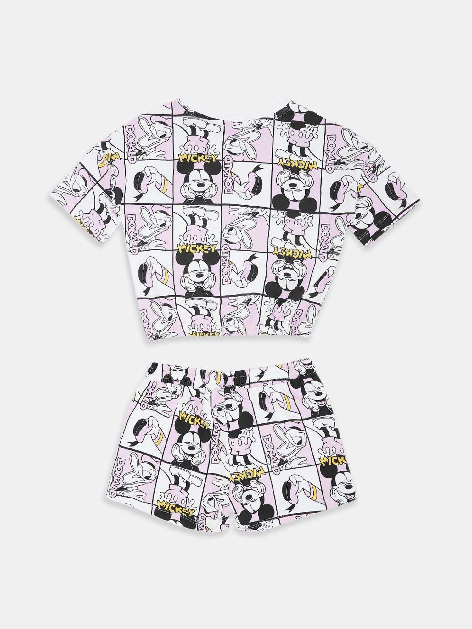 Pantaloons Junior Girls Off-White & Pink Cotton Printed Minnie Mouse T-Shirt Set