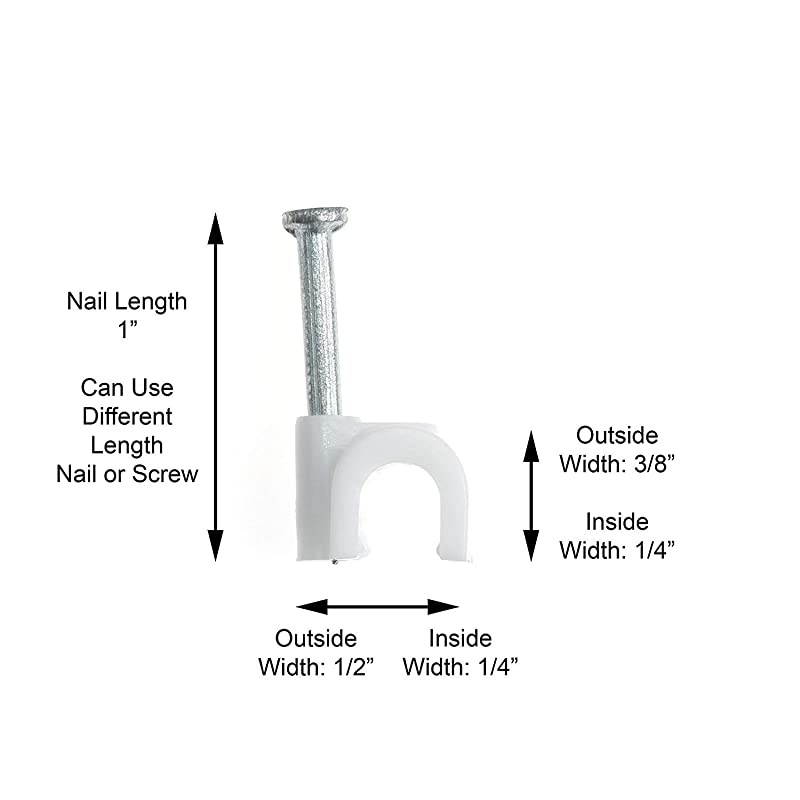 Coaxial Cable Clips Cat6 Electrical Wire Cable Clip 14 in 6 mm Nail Clip and Fastener White 100 pieces per bag