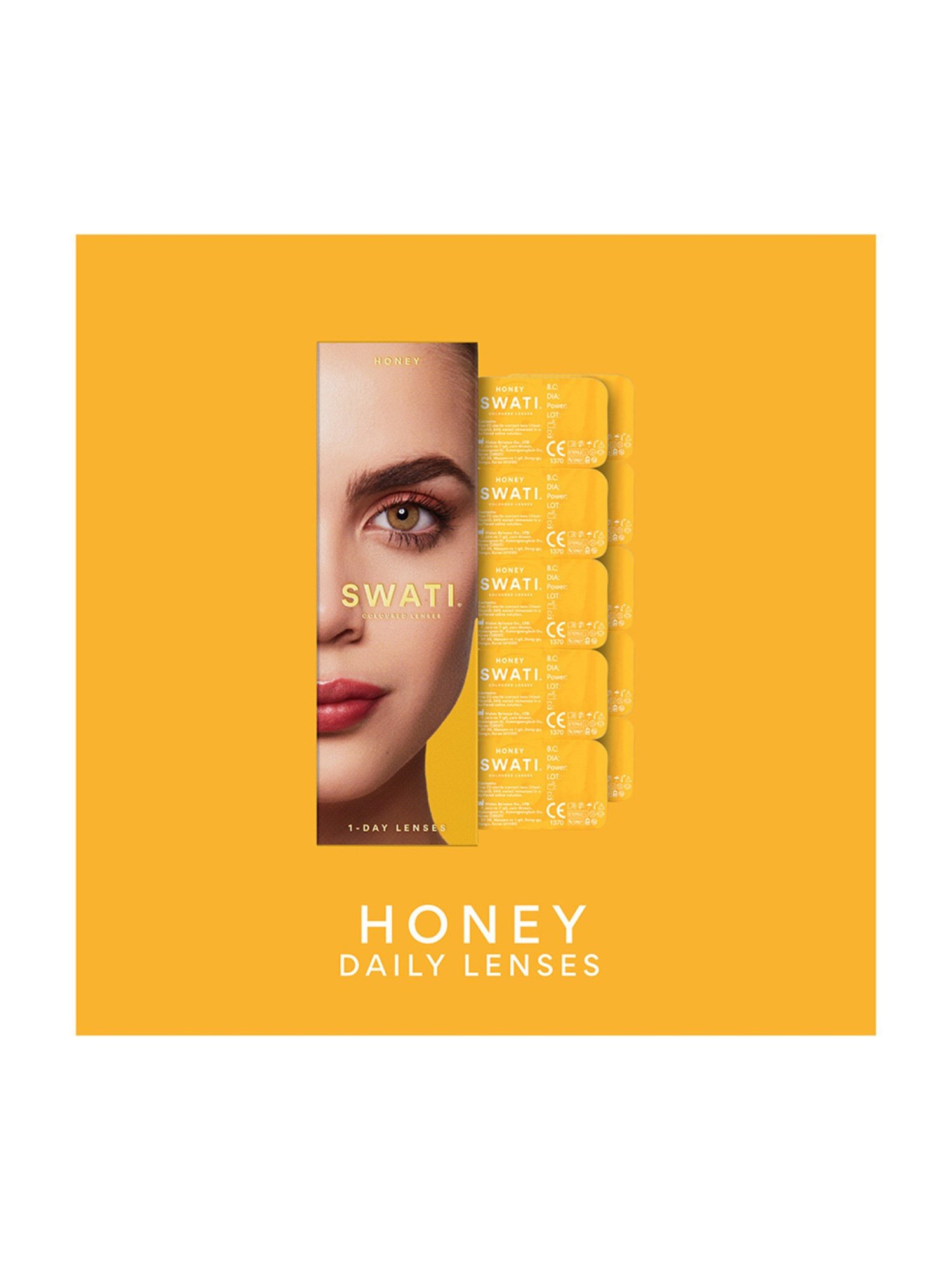 Swati Cosmetics Coloured Contact Lenses - Honey (1 Day, Power -2.25)