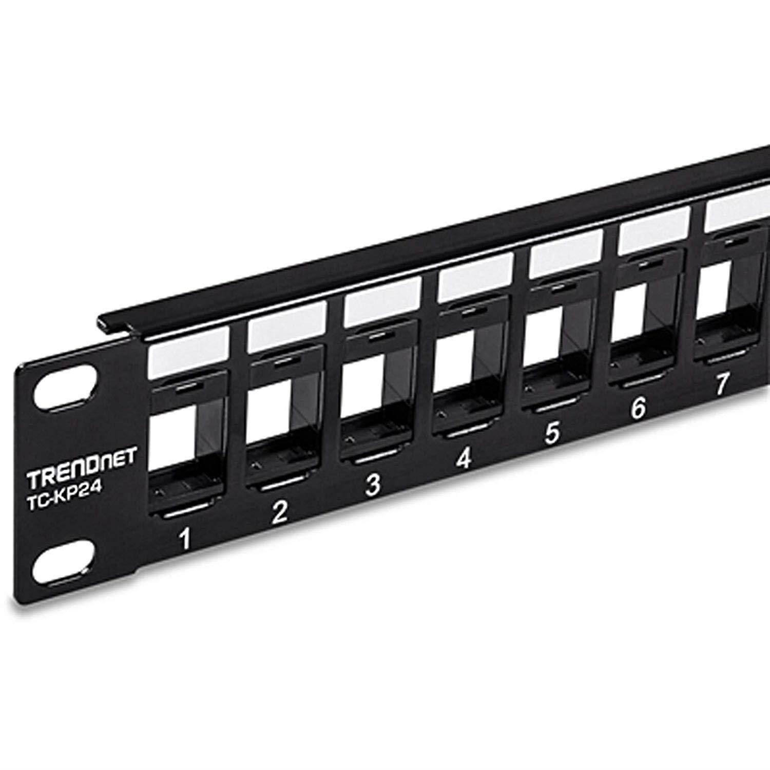 TRENDnet 24-Port Blank Keystone 1U Patch Panel, Cat5, Cat5e, Cat6, Cat6A, UTP, 19&rdquo; Rackmount Design, TC-KP24