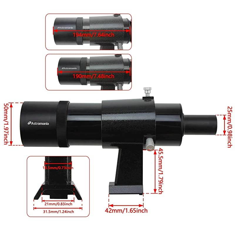 9x50 Finder Scope Black it Provides Both a Bright Image and Comfortable Viewing