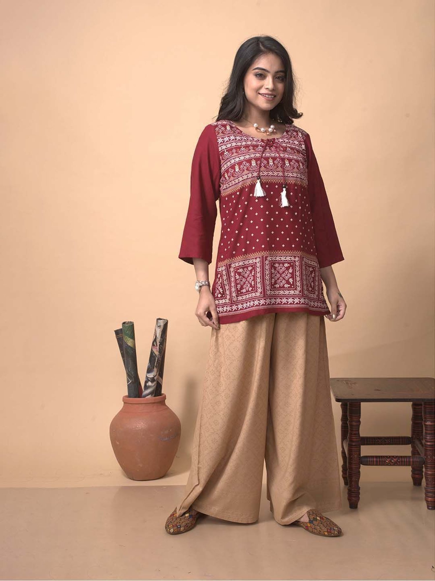 Castle Black Embroidered Palazzos