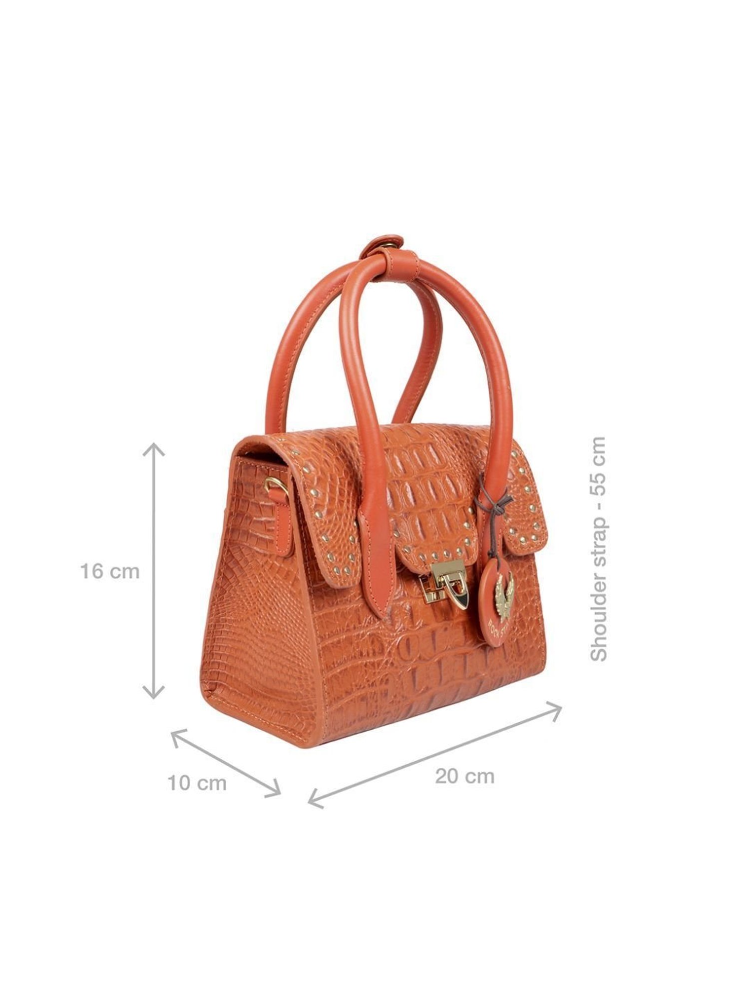 Hidesign Rockstar Punk Orange Rivets Medium Handbag