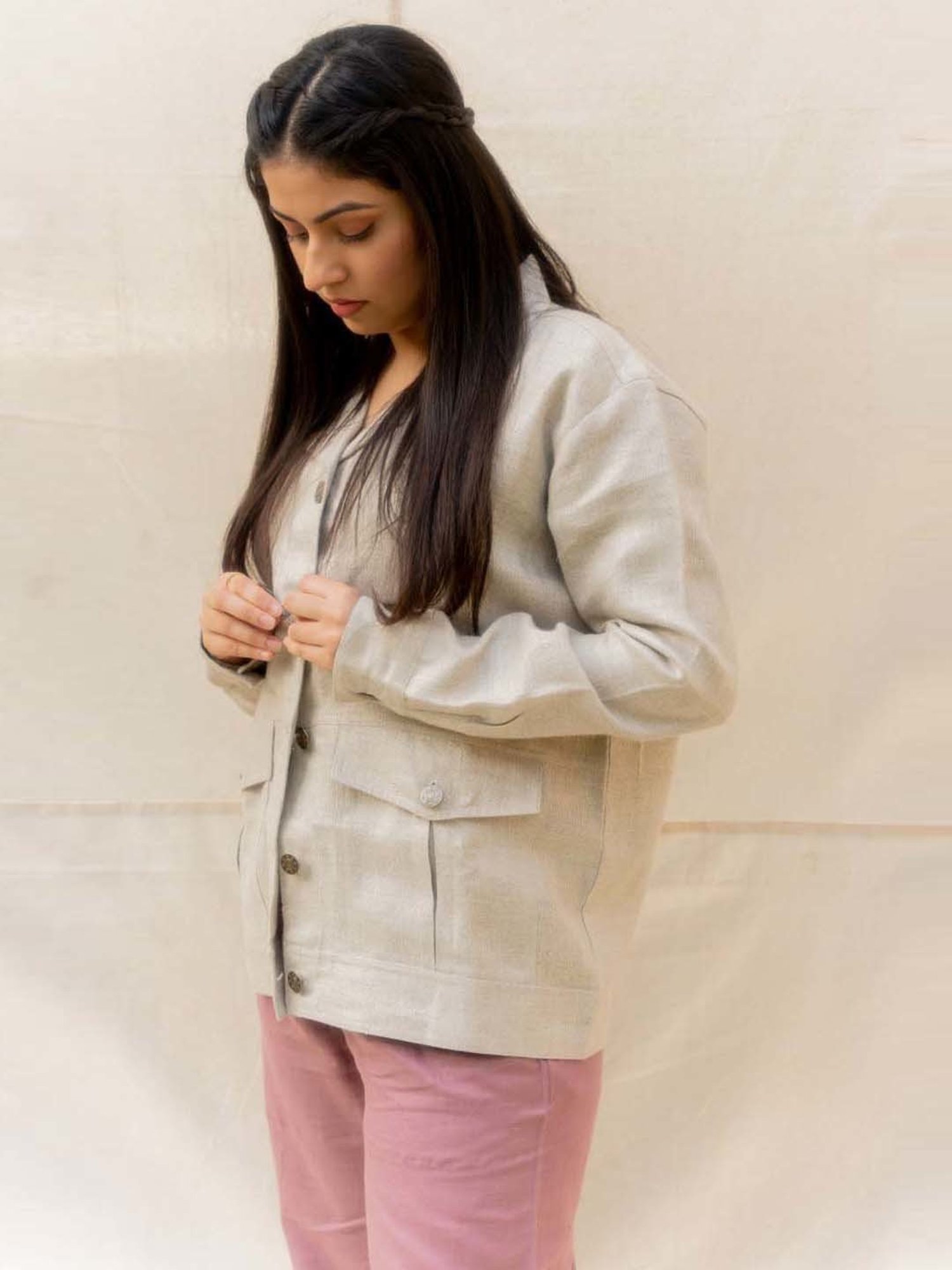 Anousshka Natural Oversized Hemp Jacket