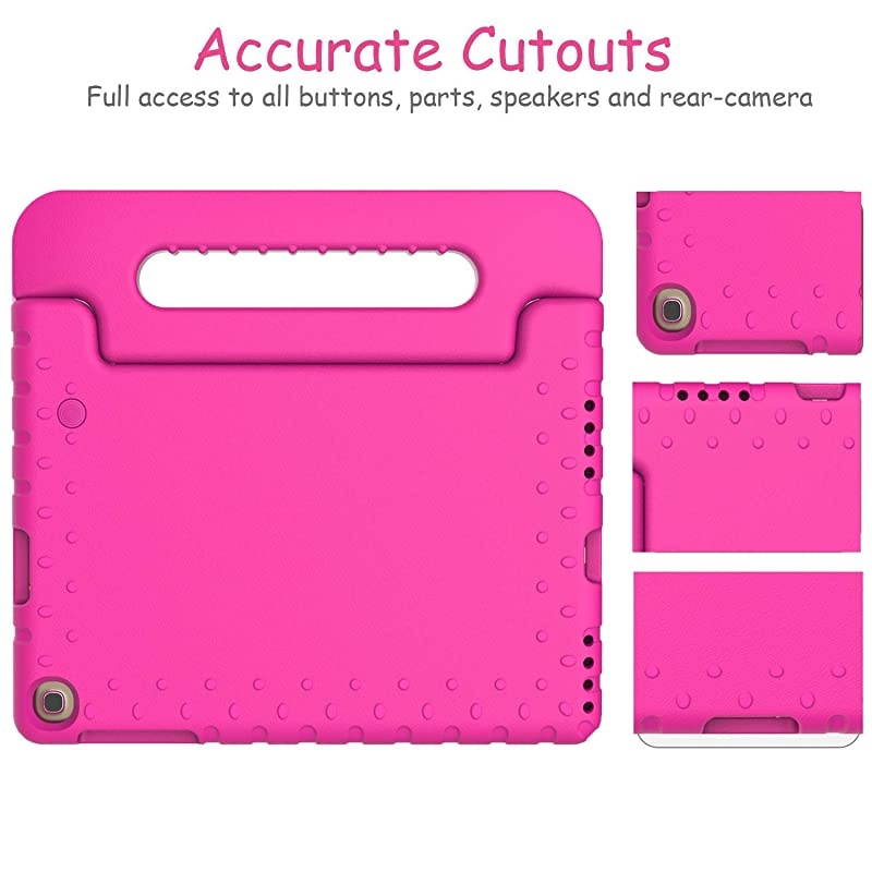 Kids Case for Samsung Galaxy Tab A 10.1 (2019) SM-T510/T515, Shockproof Light Weight Protective Convertible Handle Stand Kids Proof Case for Galaxy Tab A 10.1 Inch 2019 Release - Rose