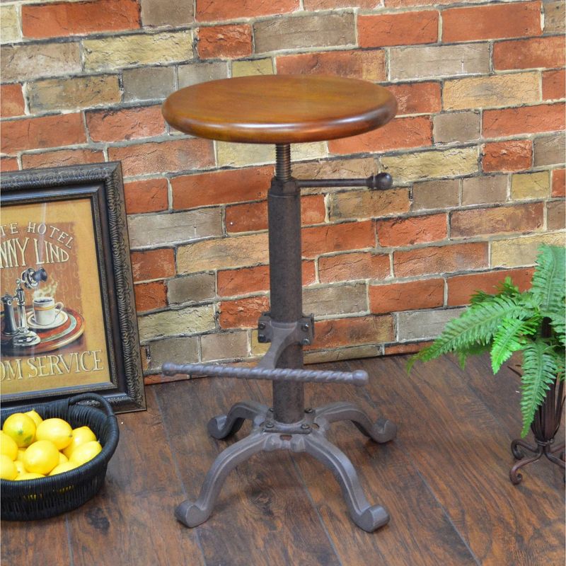 24" Ryder Swivel Adjustable Barstool Industrial Chestnut - Carolina Chair & Table