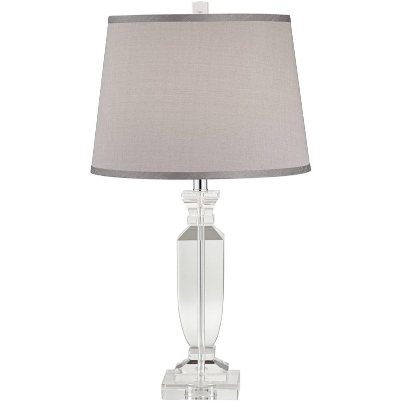Vienna Full Spectrum Traditional Table Lamp Crystal Body Gray Tapered Drum Shade for Living Room Bedroom Bedside Nightstand Family