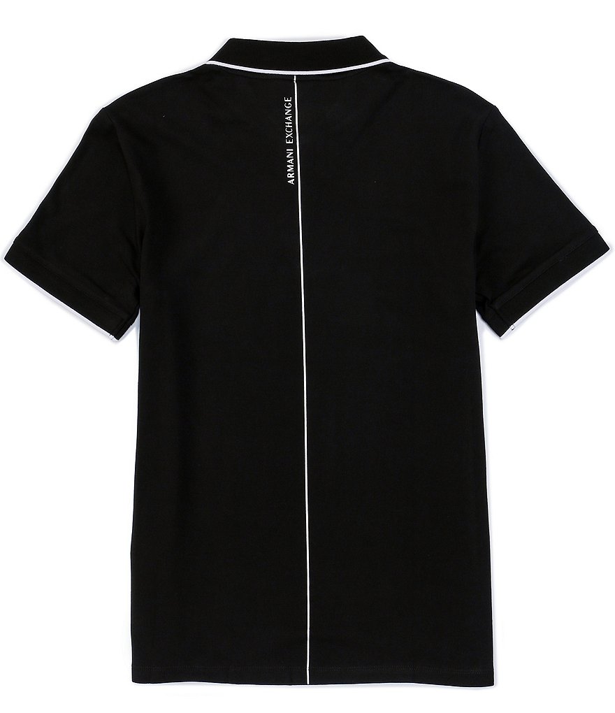 Armani Exchange Slim-Fit Metallic Logo Short-Sleeve Quarter-Zip Polo Shirt