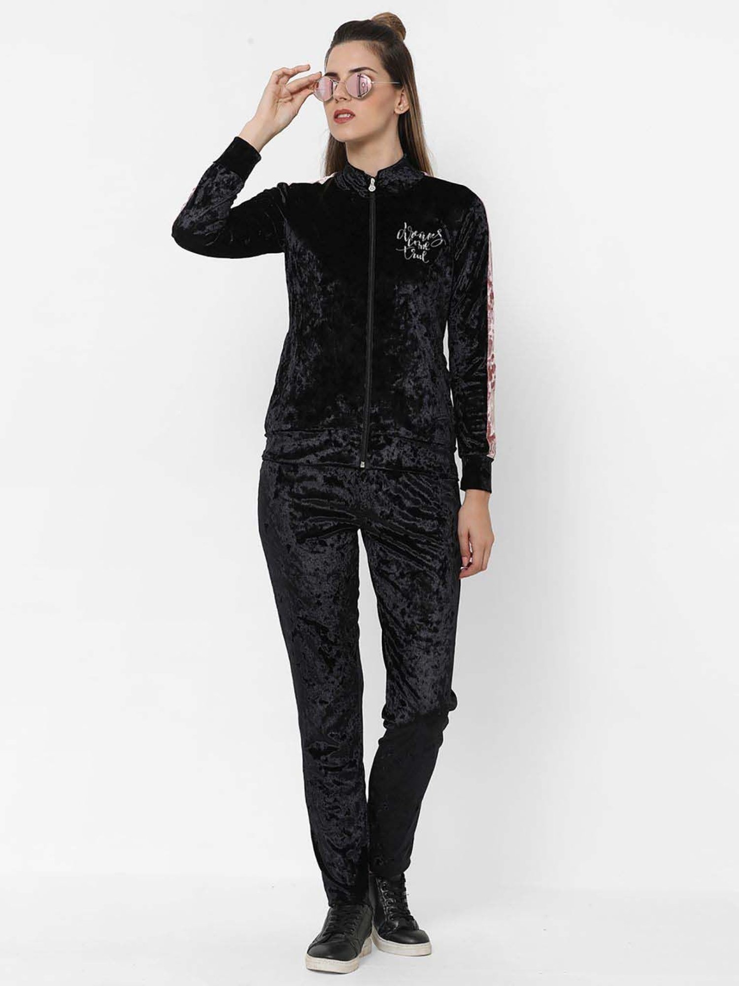 Sweet Dreams Jet Black Printed Track Suit