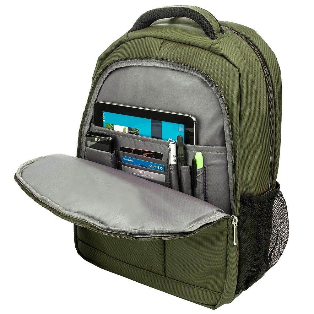 Vangoddy 15.6 Inch Laptop Backpack Travel College Rucksack For HP 15z/EliteBook/Envy x360/Mobile Thin Client/Omen/ProBook/Spectre x360/ZBook 14" 15.6" (Green) + Earbud + Wireless Mouse