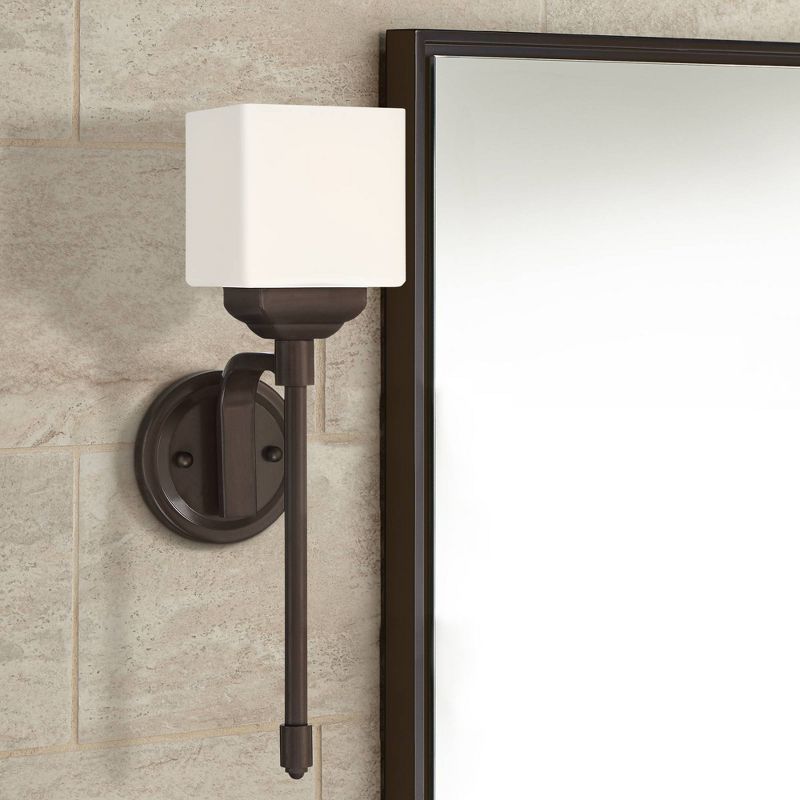 John Timberland Denna 18" High Black Finish White Glass Wall Sconce