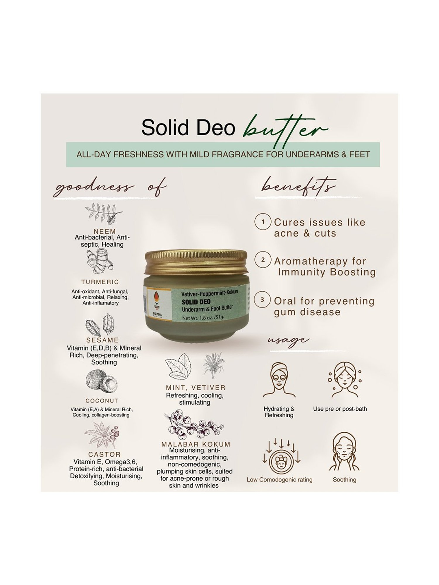 Parama Naturals Solid Butter Prefume Deodrant