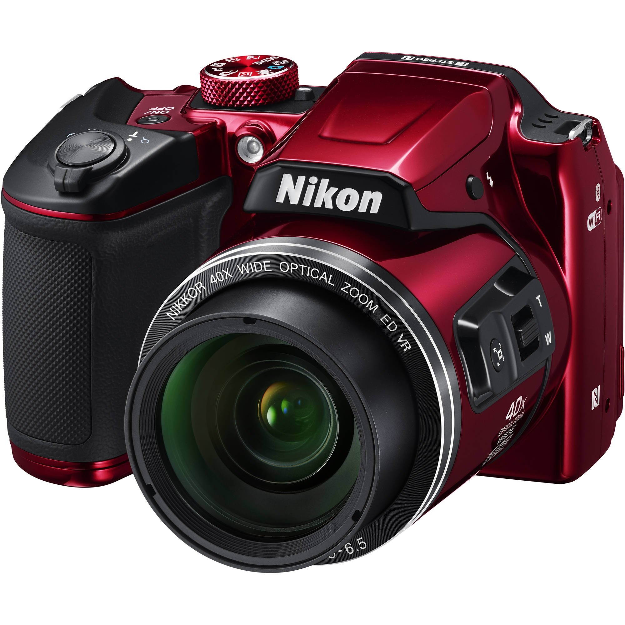 Nikon COOLPIX B500 Digital Camera (Red) 26508 + 64GB SDXC Class 10 Memory Card + Flexible Tripod with Gripping Rubber Legs + Small Soft Carrying Case + Micro HDMI Cable + SD Card USB Reader Bundle