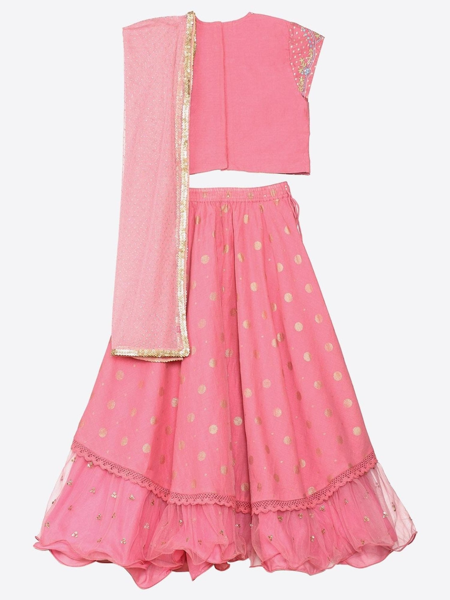 Biba Kids Pink Embroidered Lehenga Cholis