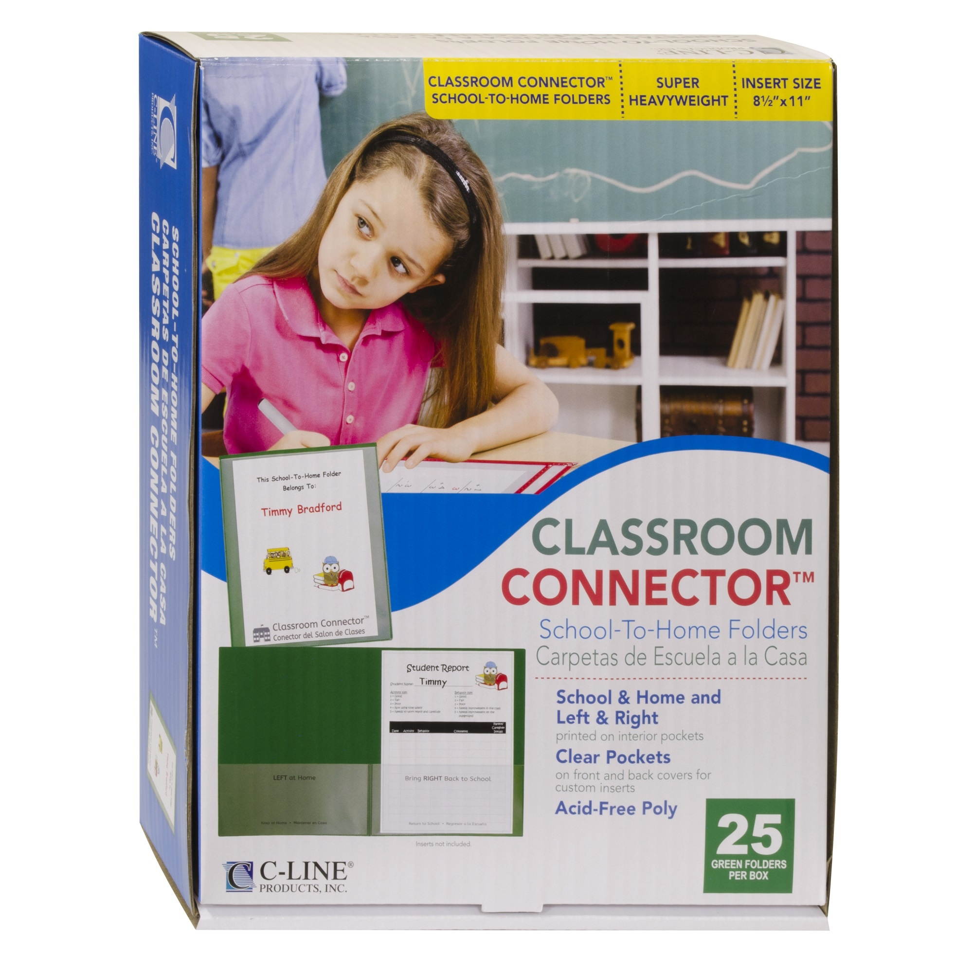 C-line Grn 25ct Classroom Connector School To Home Folders
