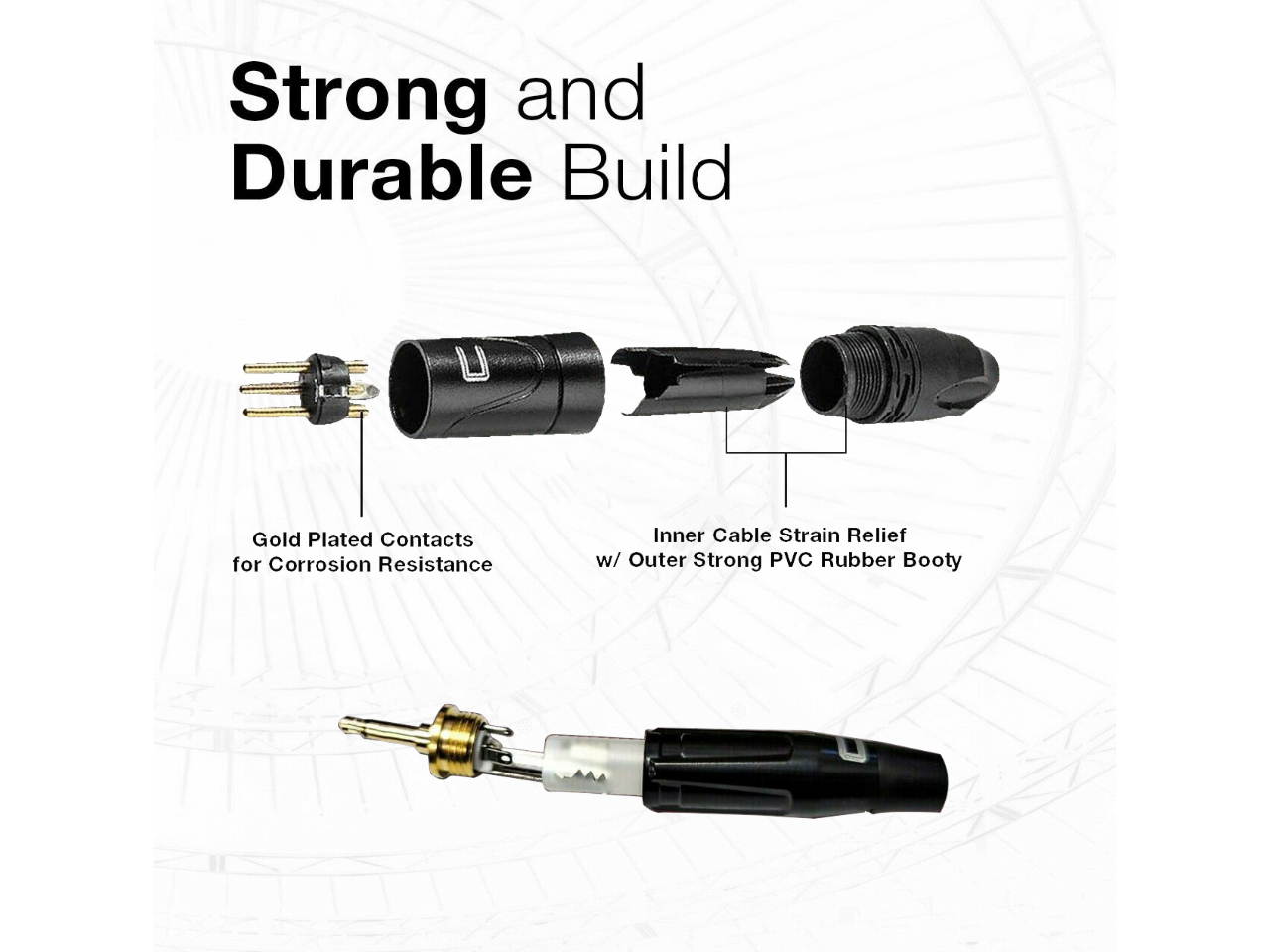 3-Pin XLR Male to 3.5 mm TS Unbalanced Mono Audio Cable Custom Length Color Cord