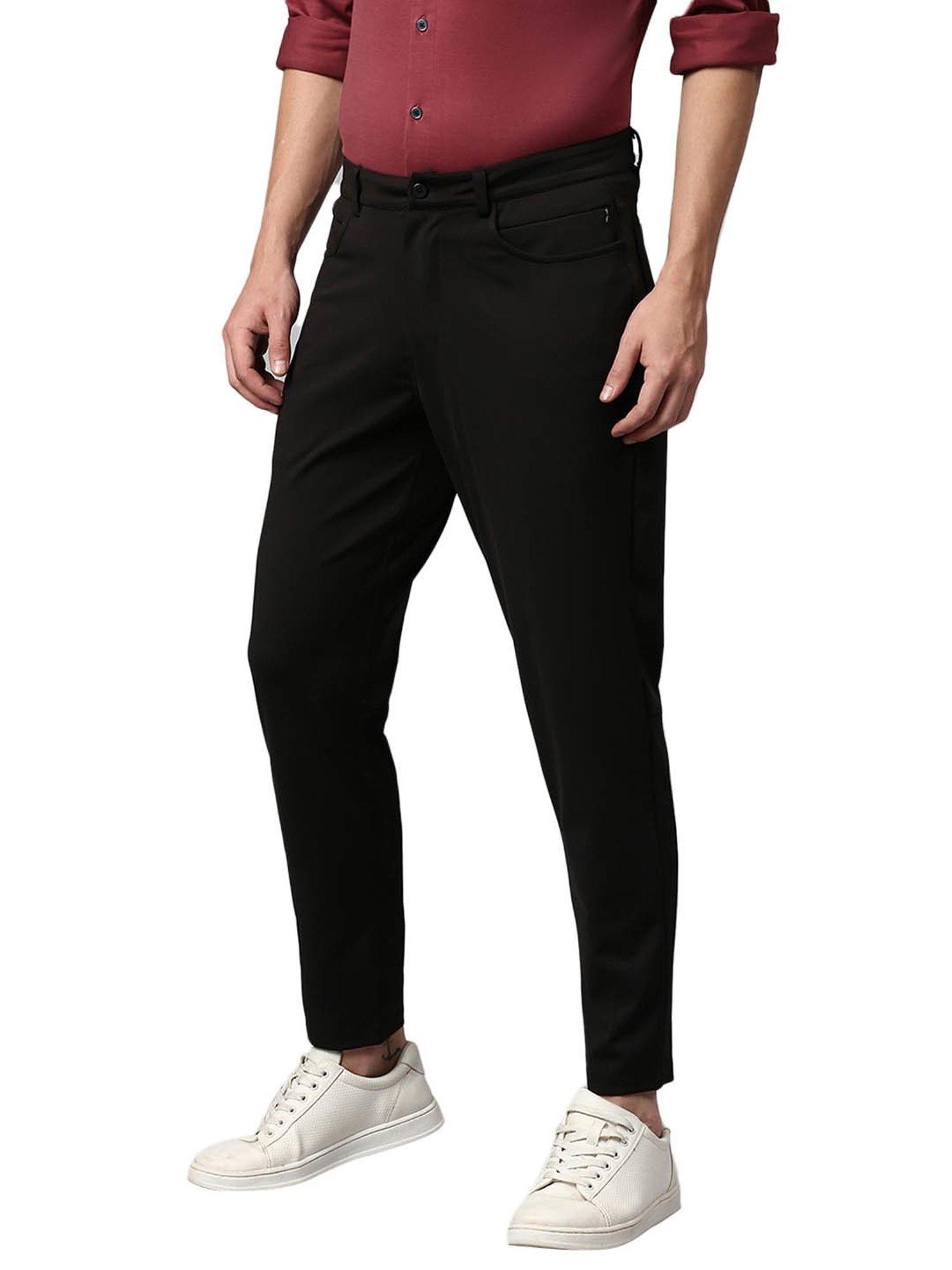 Slowave Black Regular Fit Trousers