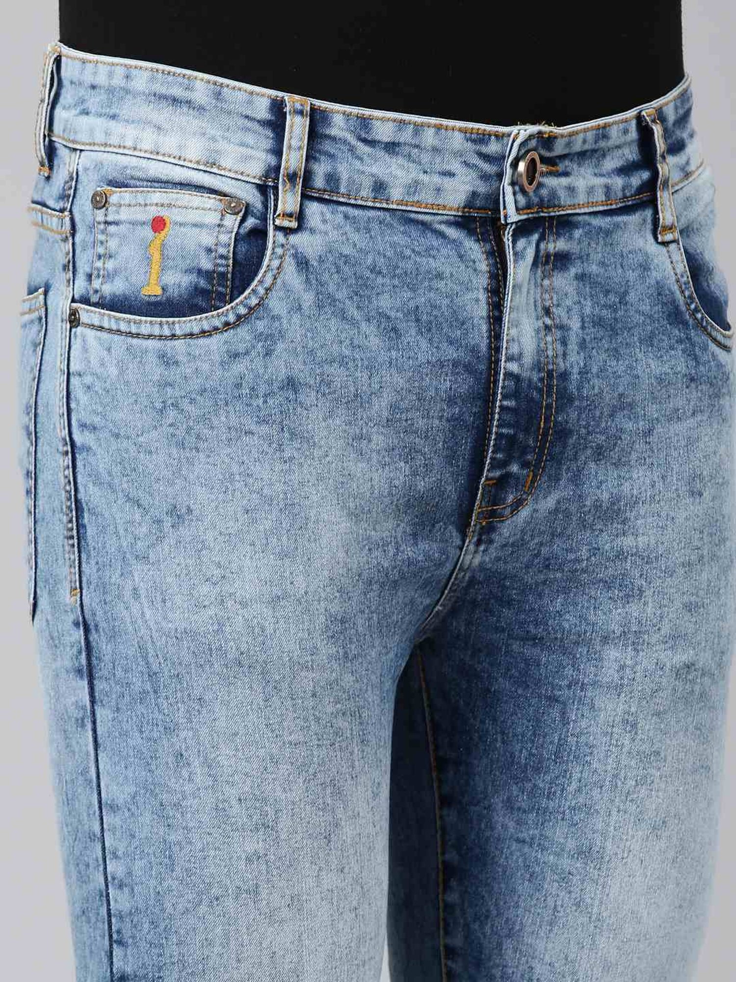 CINOCCI Light Blue Cotton Slim Fit Jeans