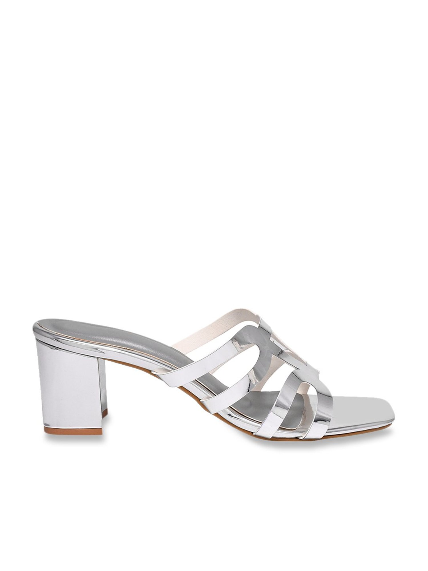 The White Pole Women's Silver Casual Sandals