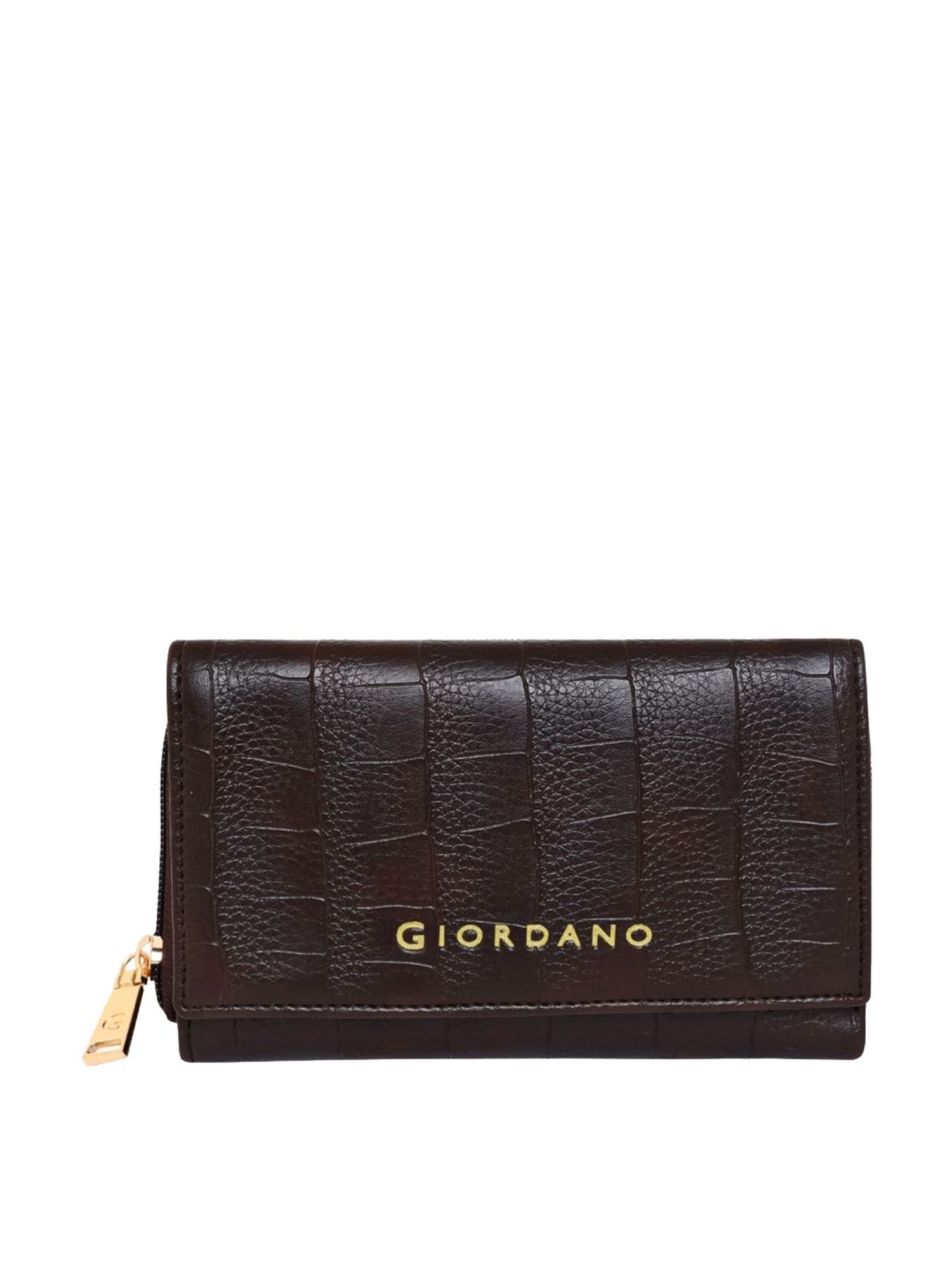 Giordano Brown Textured Tri-Fold Wallet for Women