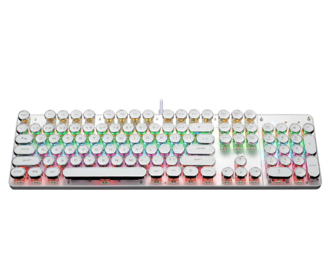 Mechanical Gaming Keyboard with RGB Backlit Blue Switch 104 Keys Anti-Ghosting Mechanical Gaming Keyboard, Retro Keycaps Light Up Keyboard, Metal Panel Wired USB for PC and Laptop