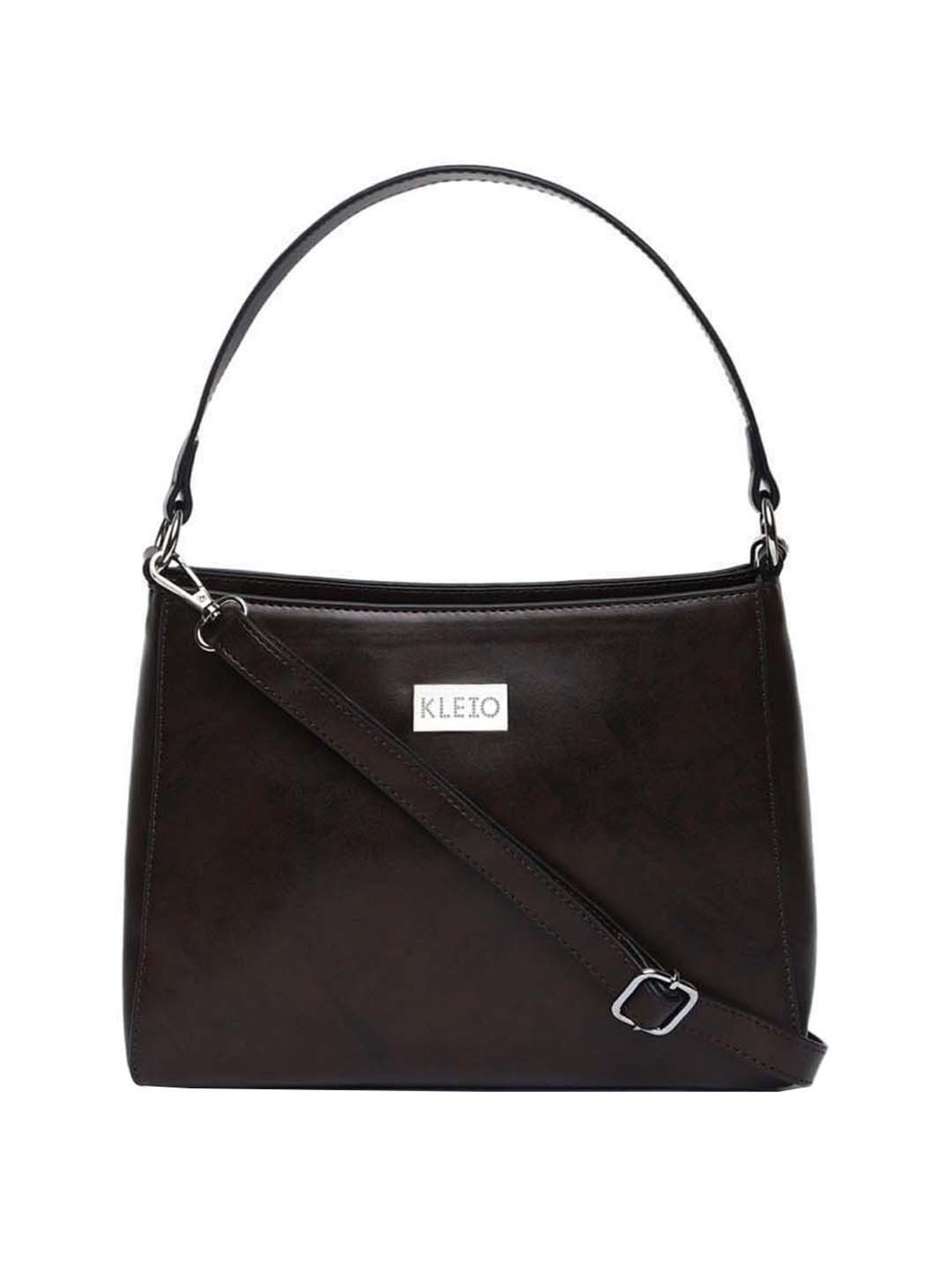 KLEIO Dark Brown Solid Medium Hobo Handbag