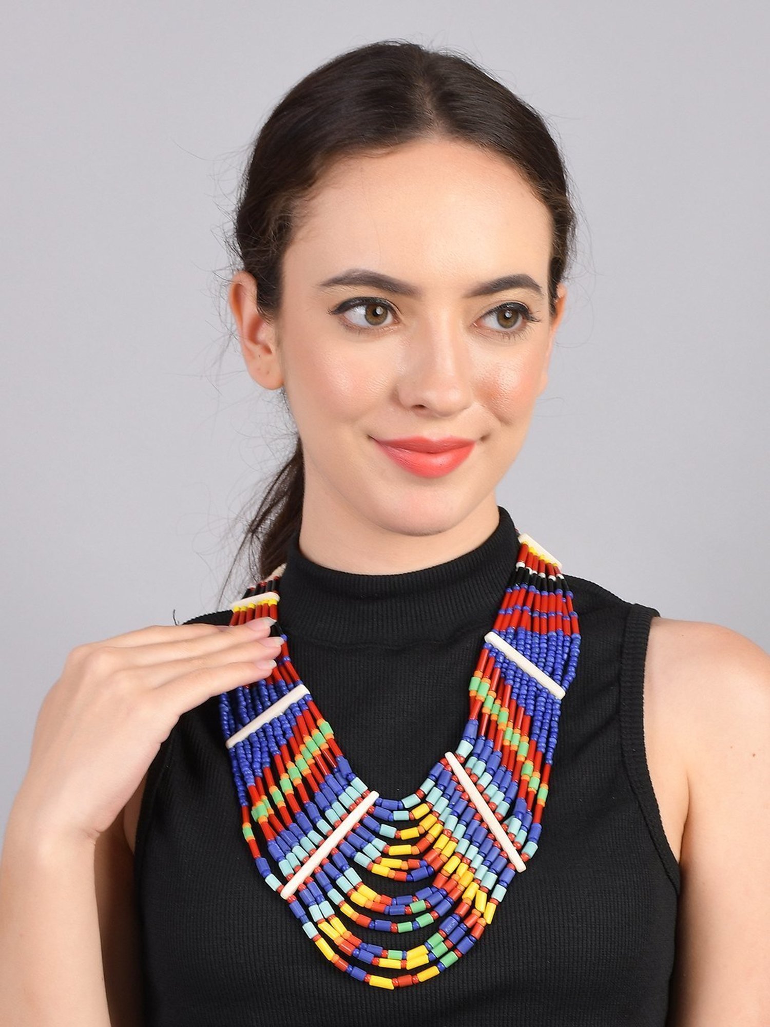 Imli Street Multicolor Vintage Naga Beaded Tribal Necklace